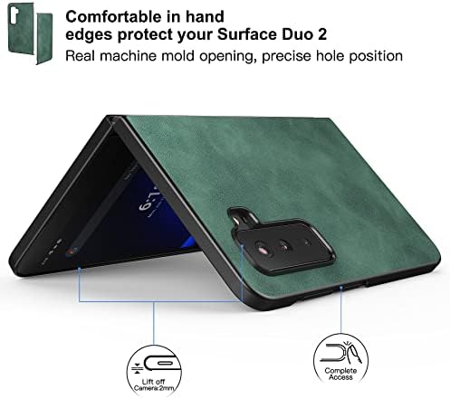 מארז צמד משטח Eastcoo 2, [Slim Fit] [עור PU] [גב מחשב קשה] [אטום הלם] [אנטי-סדינג] מארז טלפון פרוטטיבי עבור Microsoft Surface Duo 2 5G,